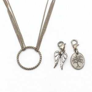 Origami Owl Dream Catcher Necklace 2 Charms Life is a Gift Wings 18"